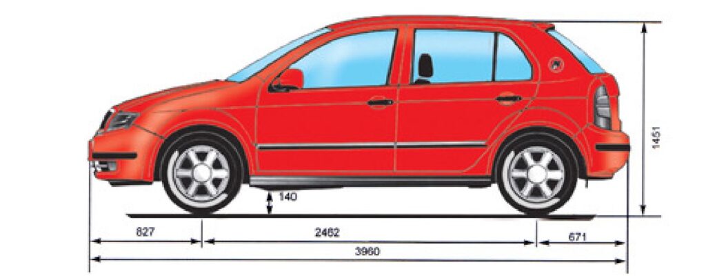 Габаритные размеры автомобиля Skoda Fabia 1.4 Combi